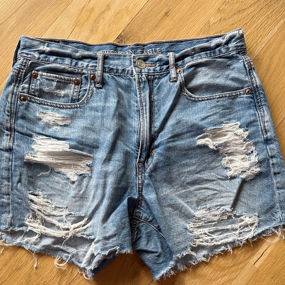 American Eagle High Rise Distressed Jean Shorts